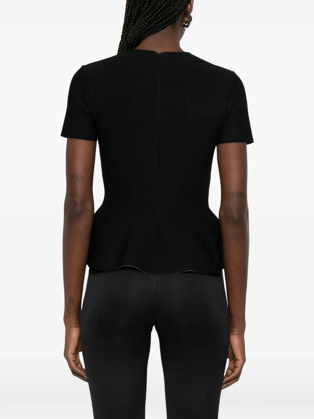 Alexander McQueen T-shirt met peplum afwerking en jacquard Zwart