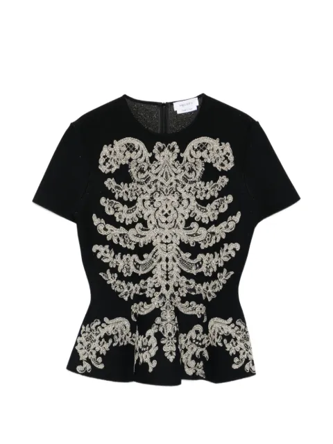 Alexander McQueen jacquard peplum hem T-shirt