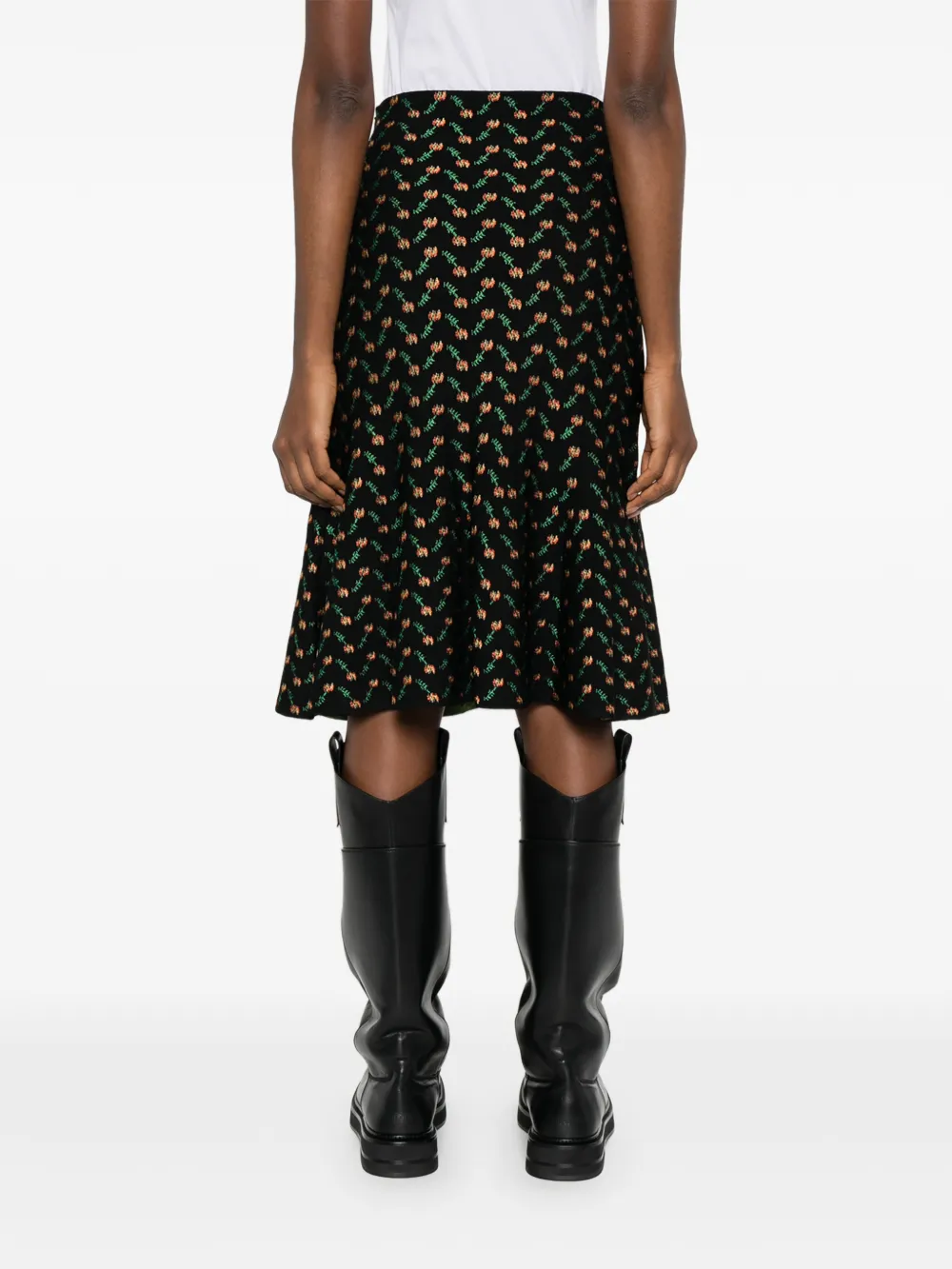 Alexander McQueen Midi-rok met bloemenjacquard Zwart