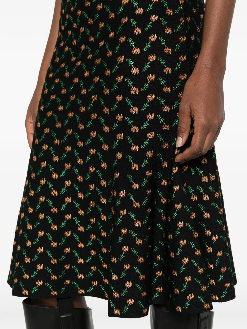 Alexander McQueen Midi-rok met bloemenjacquard Zwart