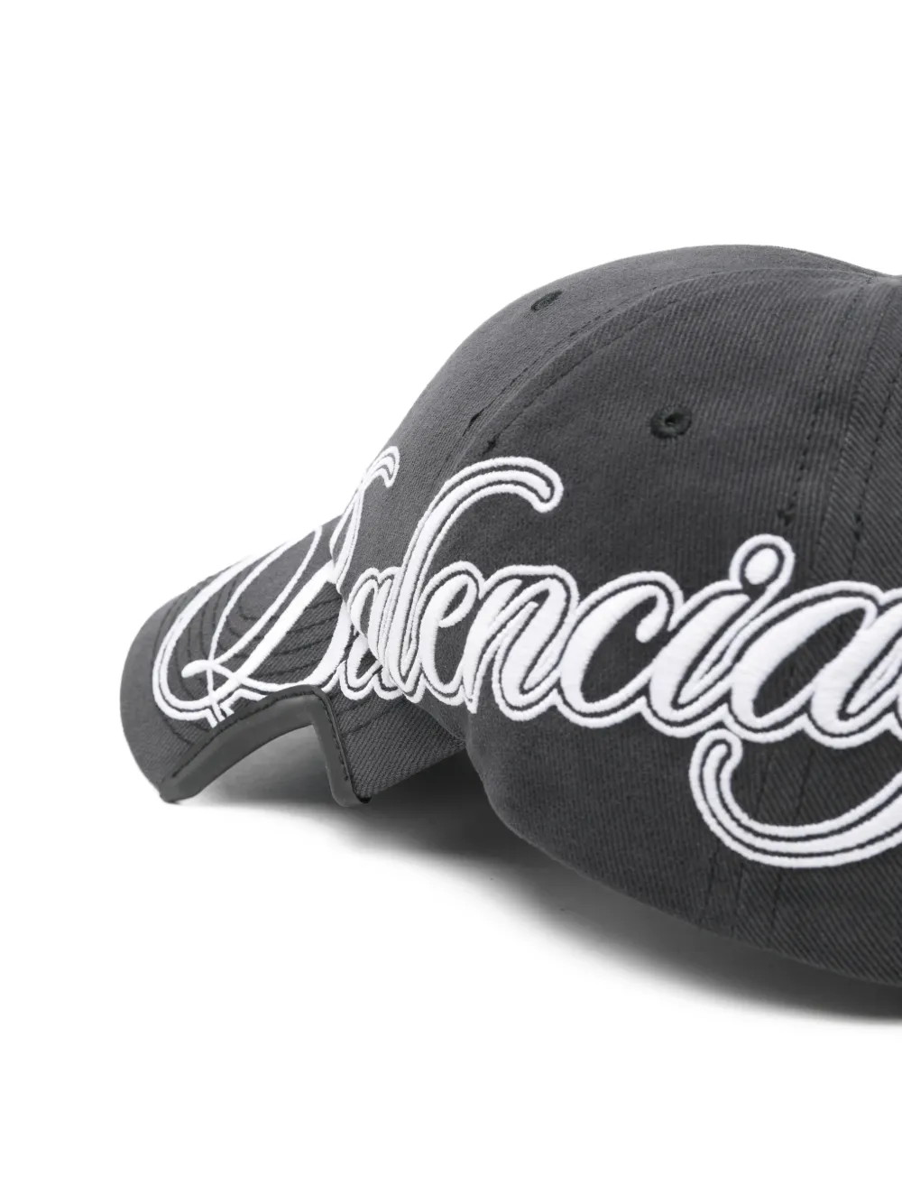  Balenciaga Script Logo Drill Cotton Cap - Grey 