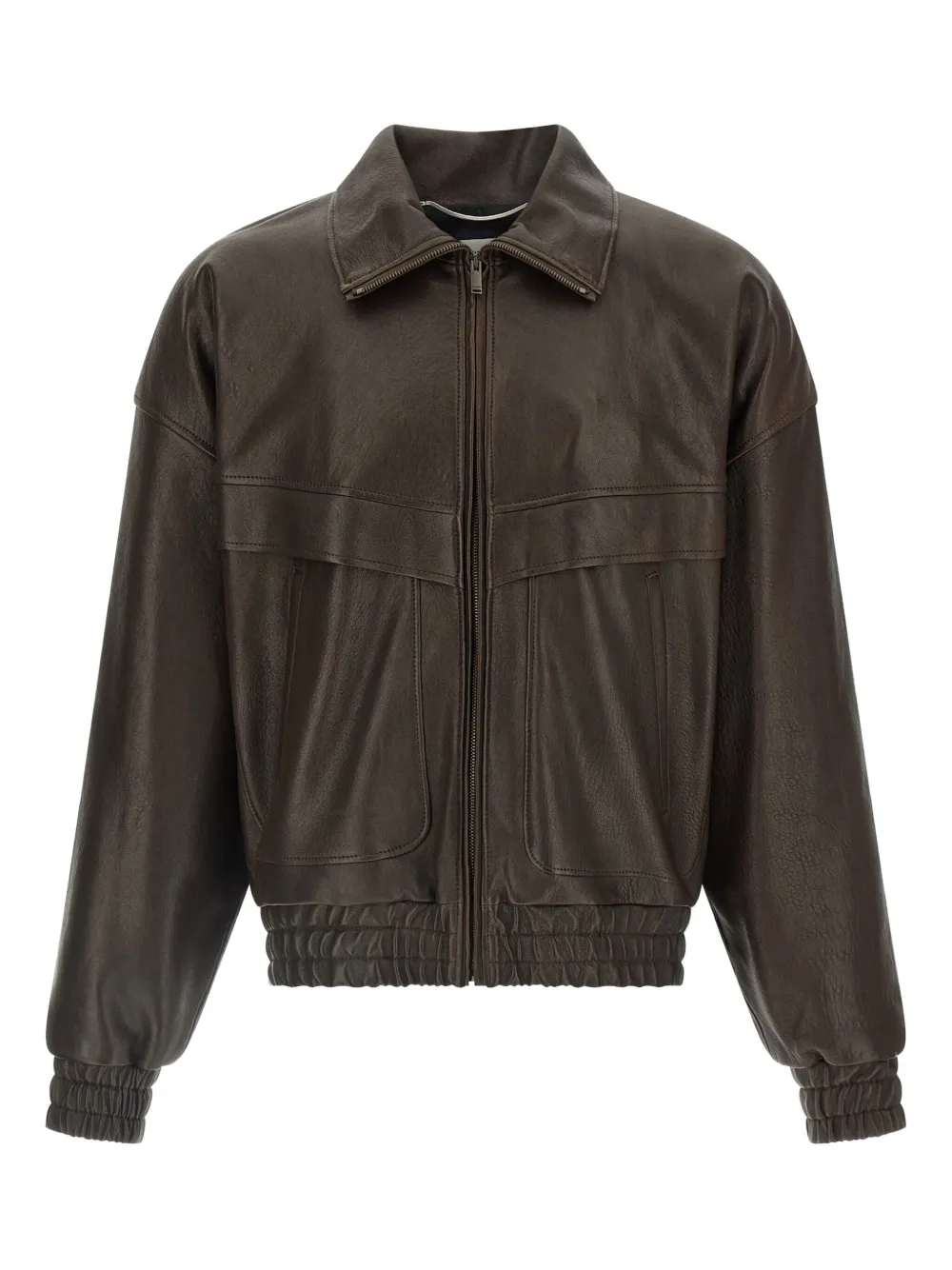Saint Laurent chamarra bomber de piel de cordero con cierre | marrón | Image 1