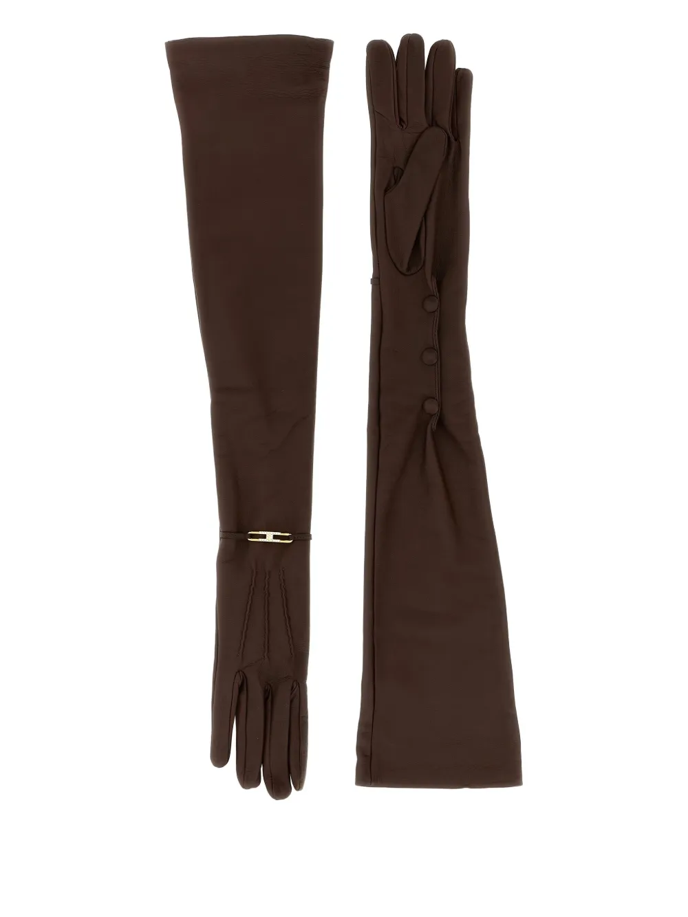 Elisabetta Franchi Leren handschoenen - Bruin