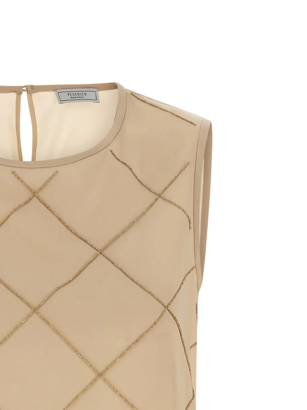 Peserico Zijden blouse met geometrische kralen Beige