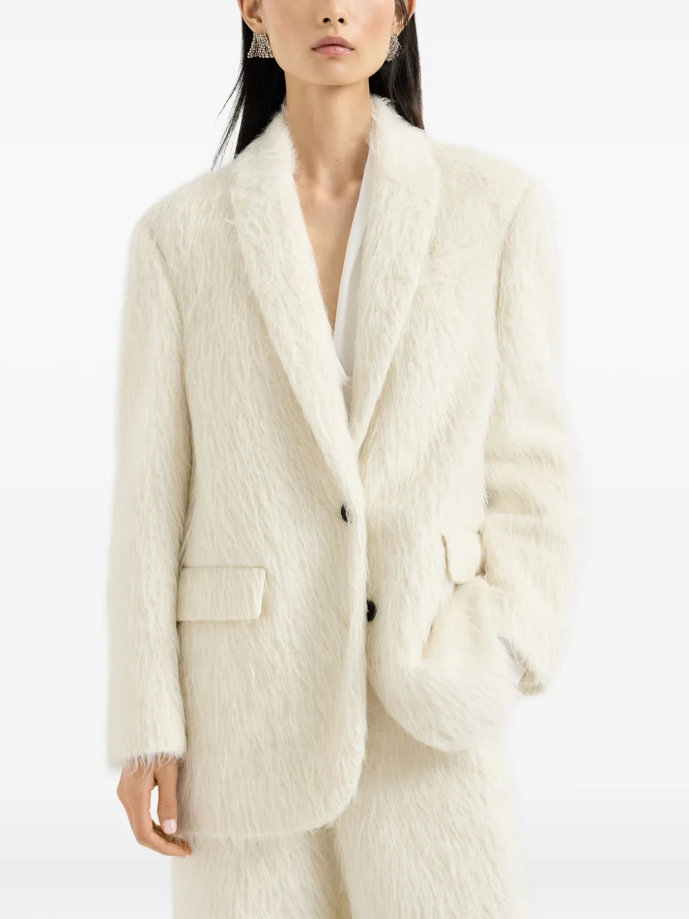Brunello Cucinelli Faux-fur Blazer In Neutral