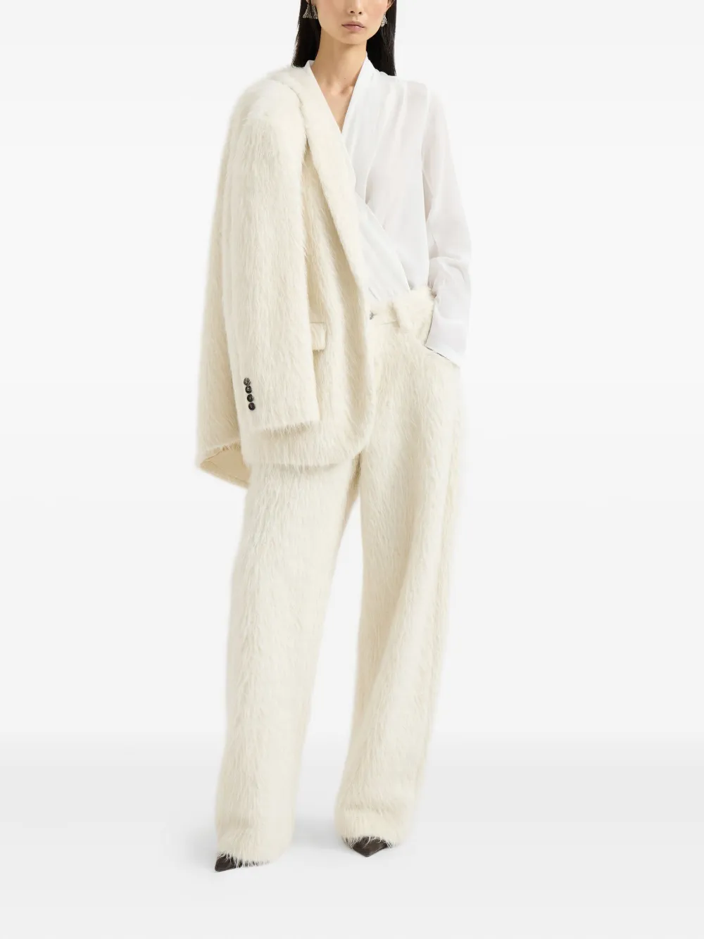 Brunello Cucinelli Faux-fur Blazer In Neutral