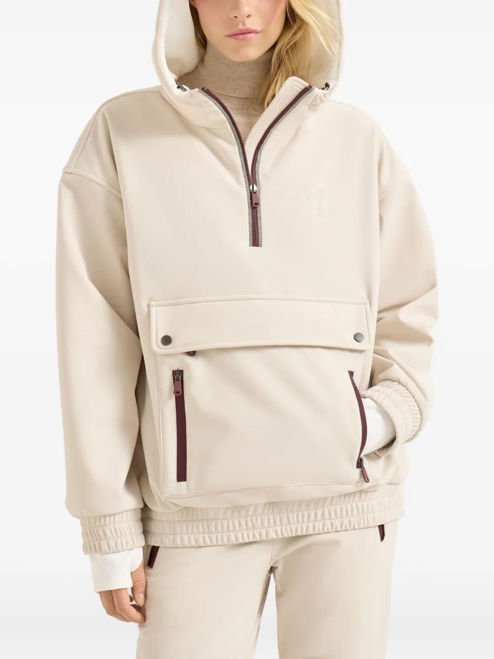 Brunello Cucinelli Hoodie met rits Beige