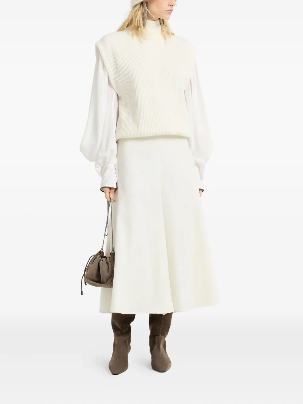 Brunello Cucinelli A-lijn midi-rok - Beige