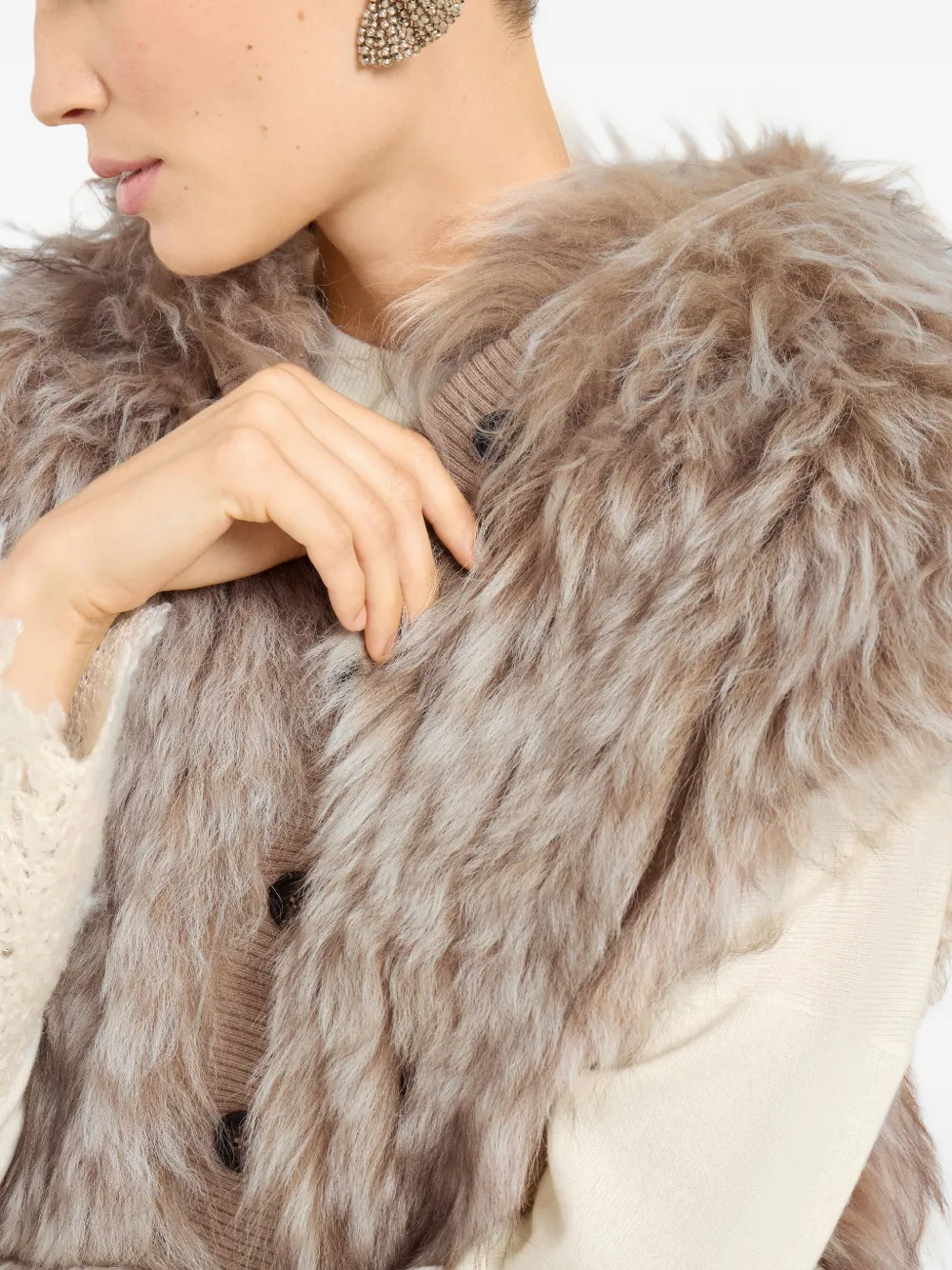 Brunello Cucinelli Lammy gilet met knopen Beige