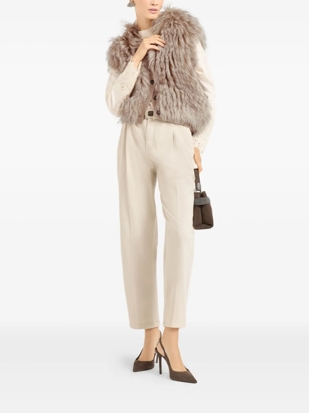 Brunello Cucinelli shearling button gilet | Waistcoats & Gilets | Image 2