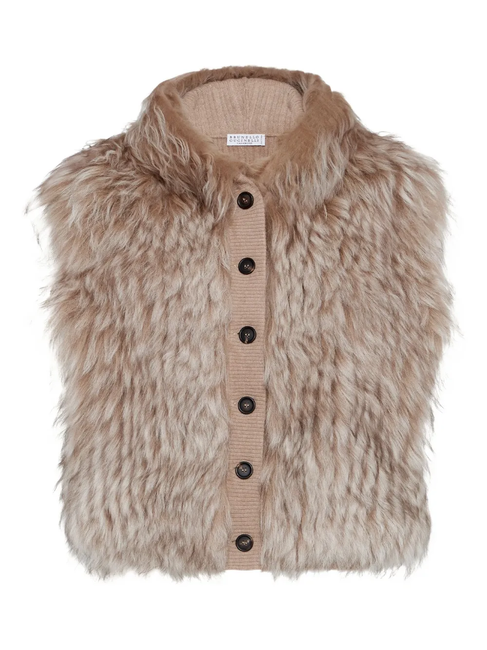 Brunello Cucinelli shearling button gilet | Neutrals | Image 1