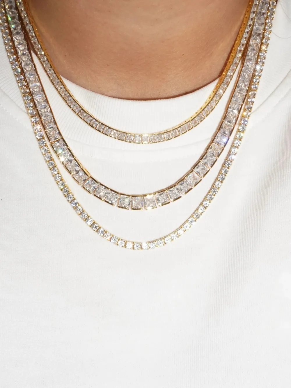 Izabel Display Vierkante tennishalsketting - Wit