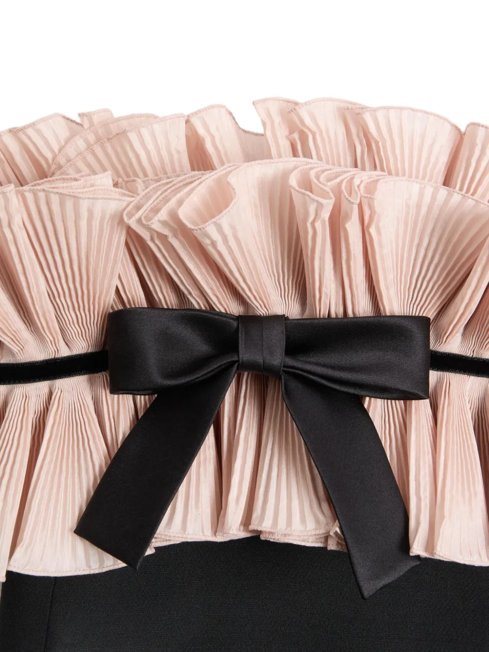 Valentino Crepe Couture Pleated Bow Mini Dress In Black