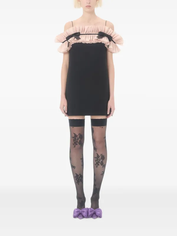 black crepe bow mini dress Self Portrait Women's Crepe Bow Mini Dress, Black, 8 at Amazon Women's  Clothing store