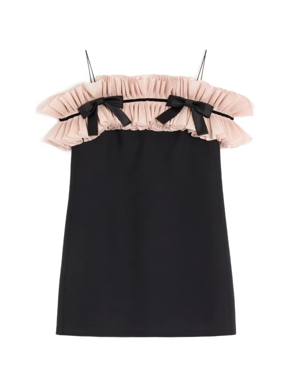 Valentino Garavani Crepe Couture geplooide mini-jurk met strik Zwart