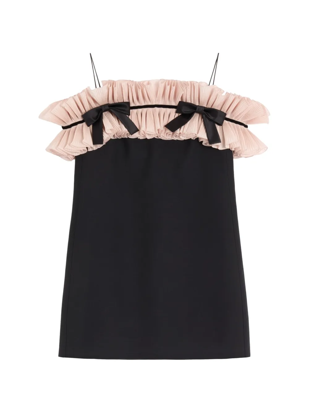 Valentino Garavani Crepe Couture geplooide mini-jurk met strik Zwart