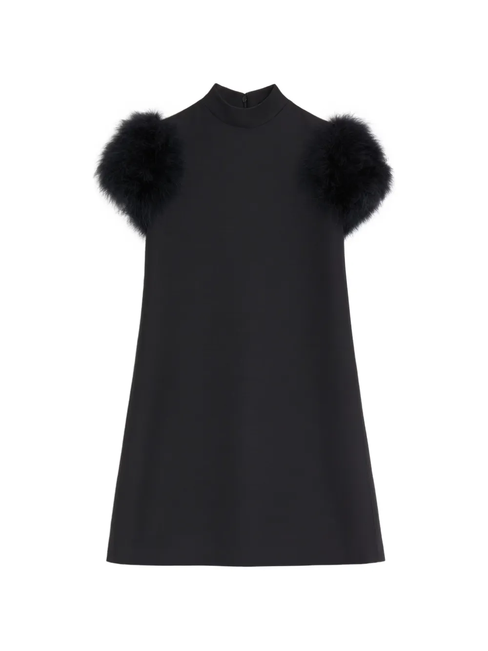 Valentino Garavani Crepe Couture mini-jurk met veren Zwart
