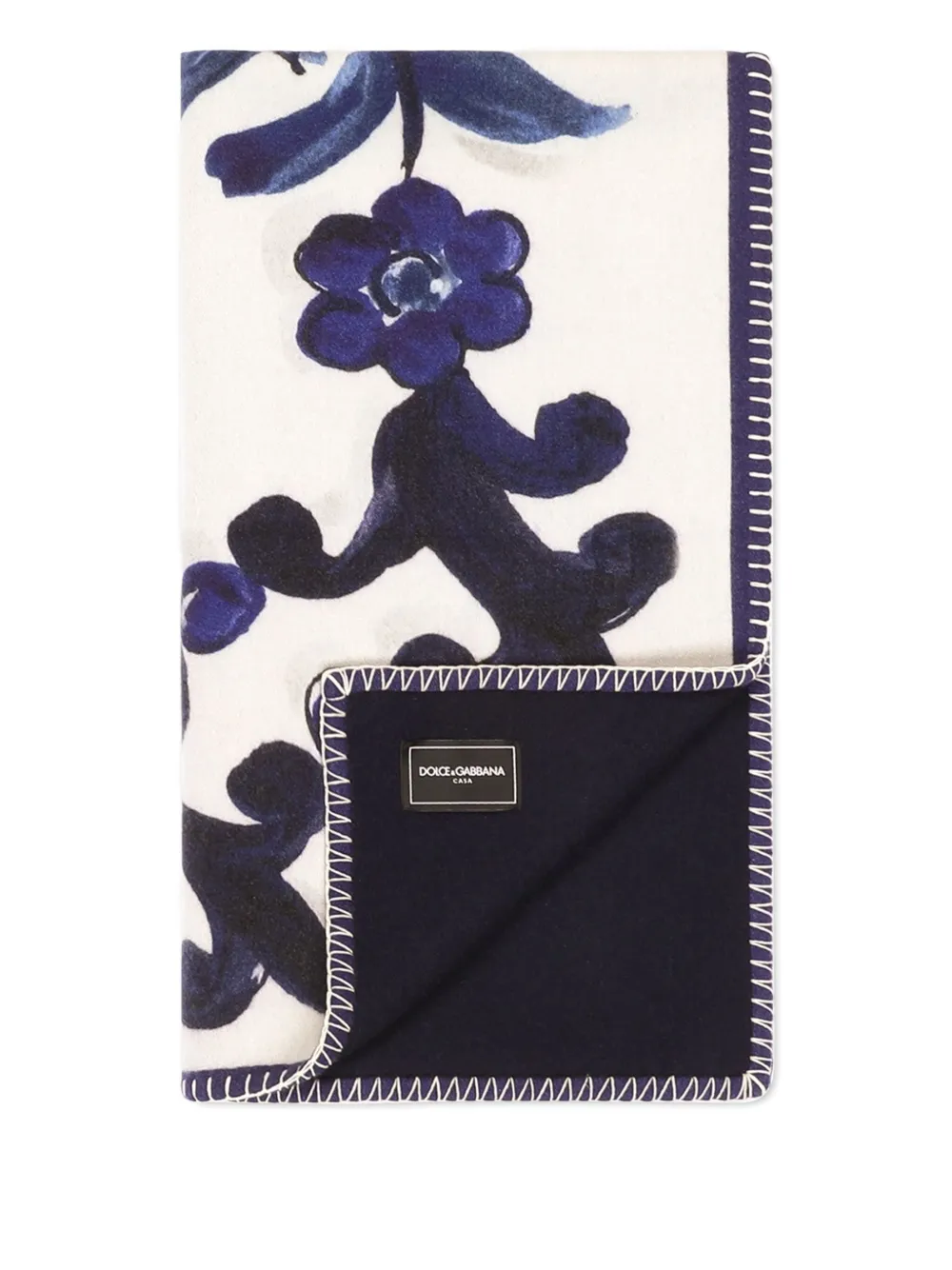 Dolce & Gabbana Casa Floral Wool Blanket (180cm X 140cm) In Blue