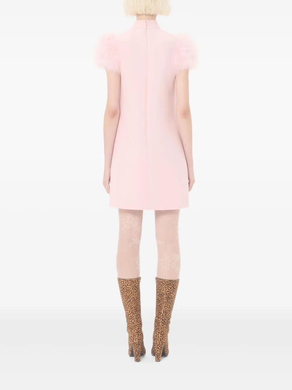 Valentino Garavani Crepe Couture mini-jurk met veren Roze