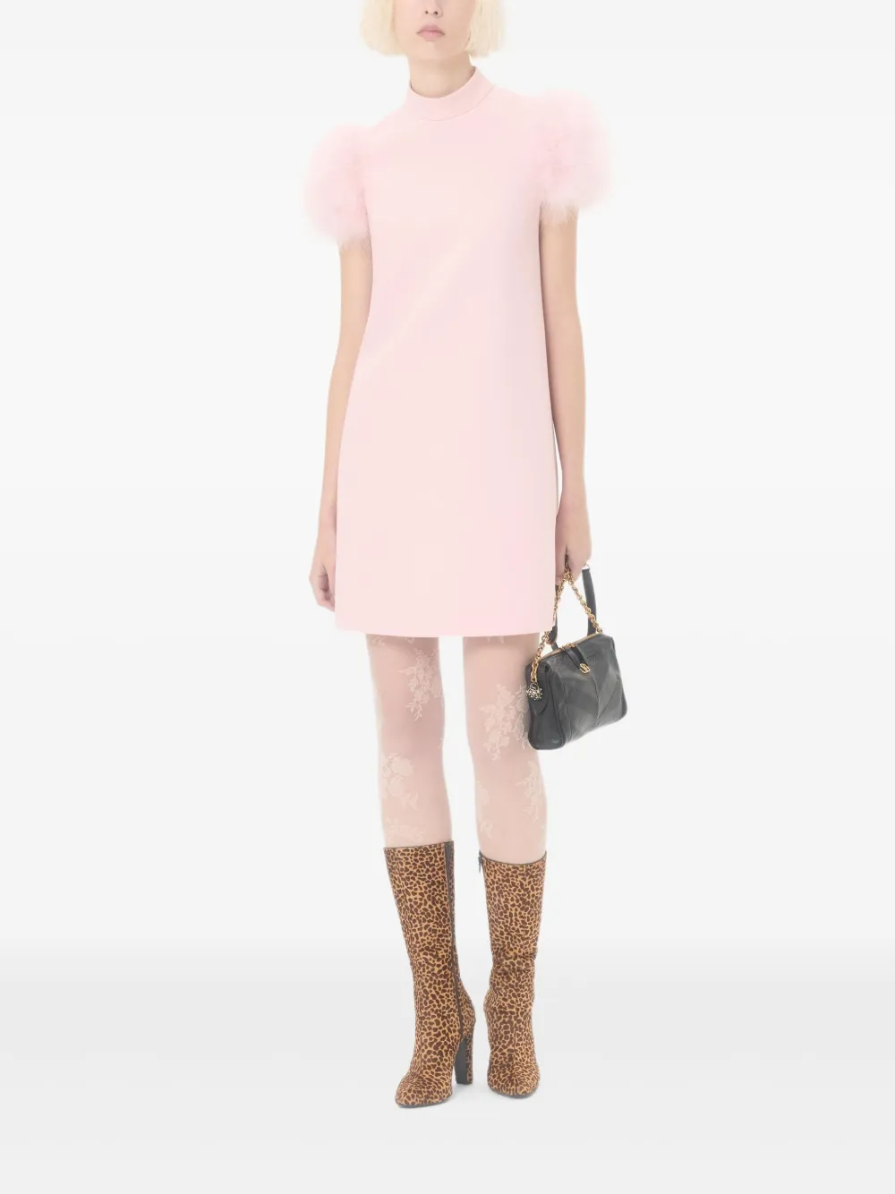 Valentino Garavani Crepe Couture mini-jurk met veren - Roze