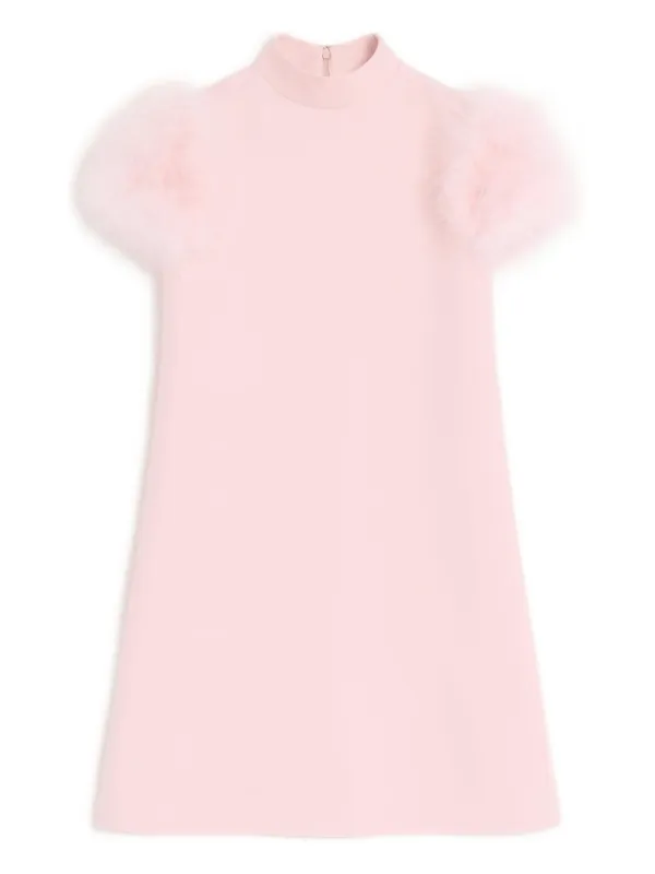 valentino pink feather dress Valentino Garavani Crepe Couture Mini Dress With Feathers