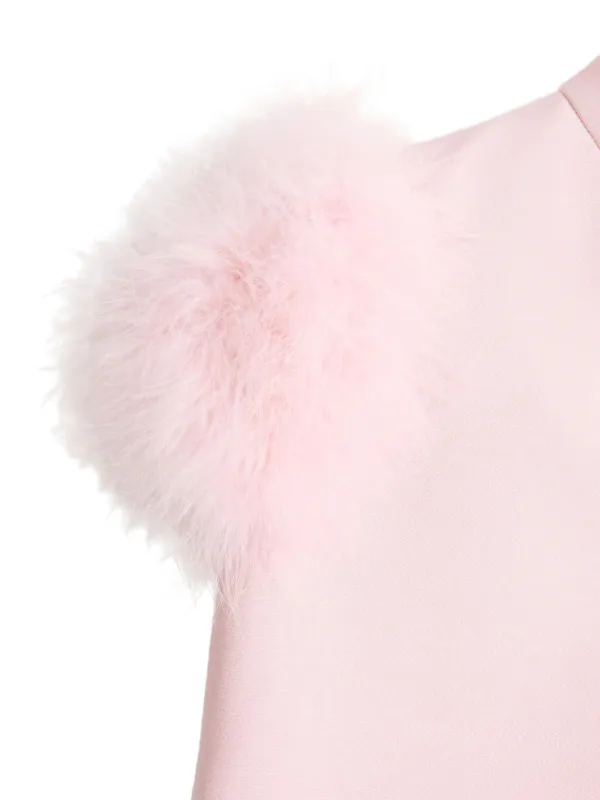 Valentino Garavani Short Crepe Couture Dress with Feathers - Rose