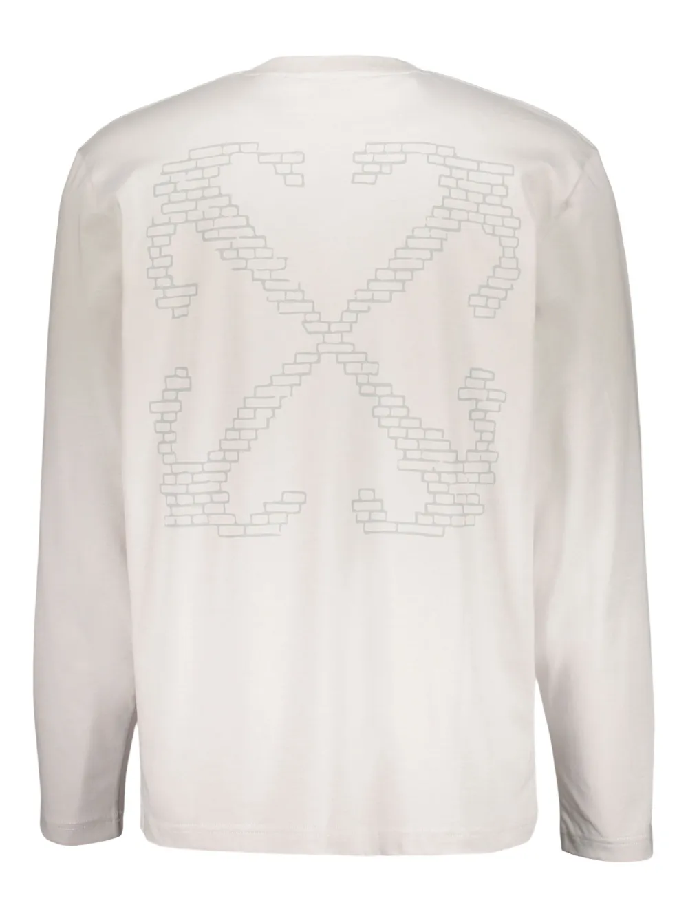 Off-White T-shirt met ronde hals en lange mouwen - Beige