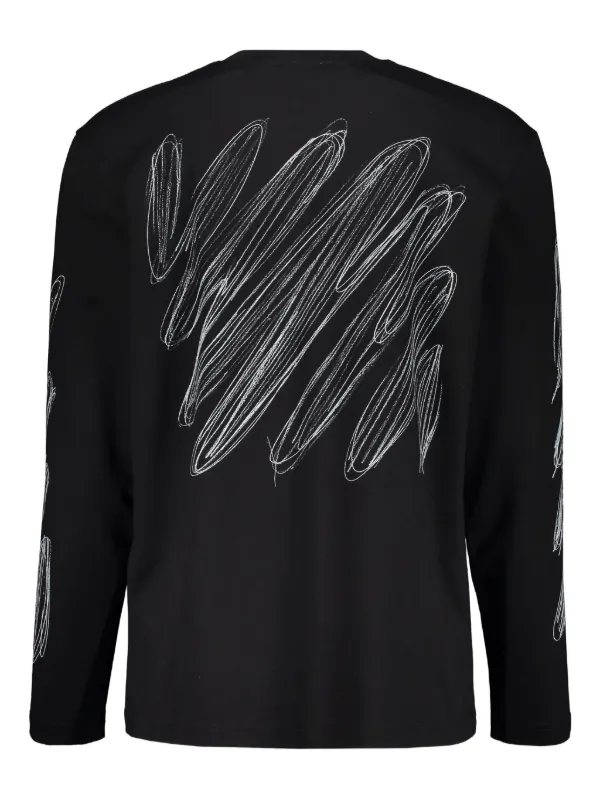 OFF-WHITE ブラック ロングスリーブ Tシャツ Off-White パターン ロングTシャツ | ブラック | FARFETCH JP