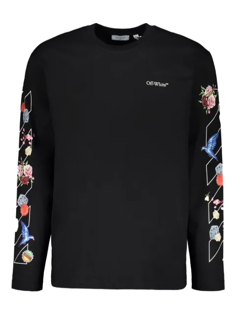 Off-White playera con manga larga y estampado gráfico