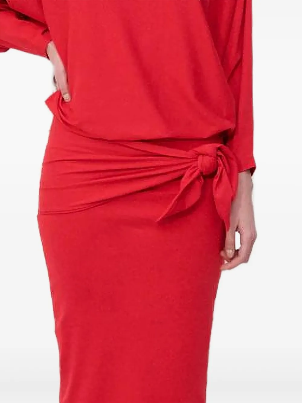 LAMIA LAGHA Midi-jurk met gestrikt detail - Rood
