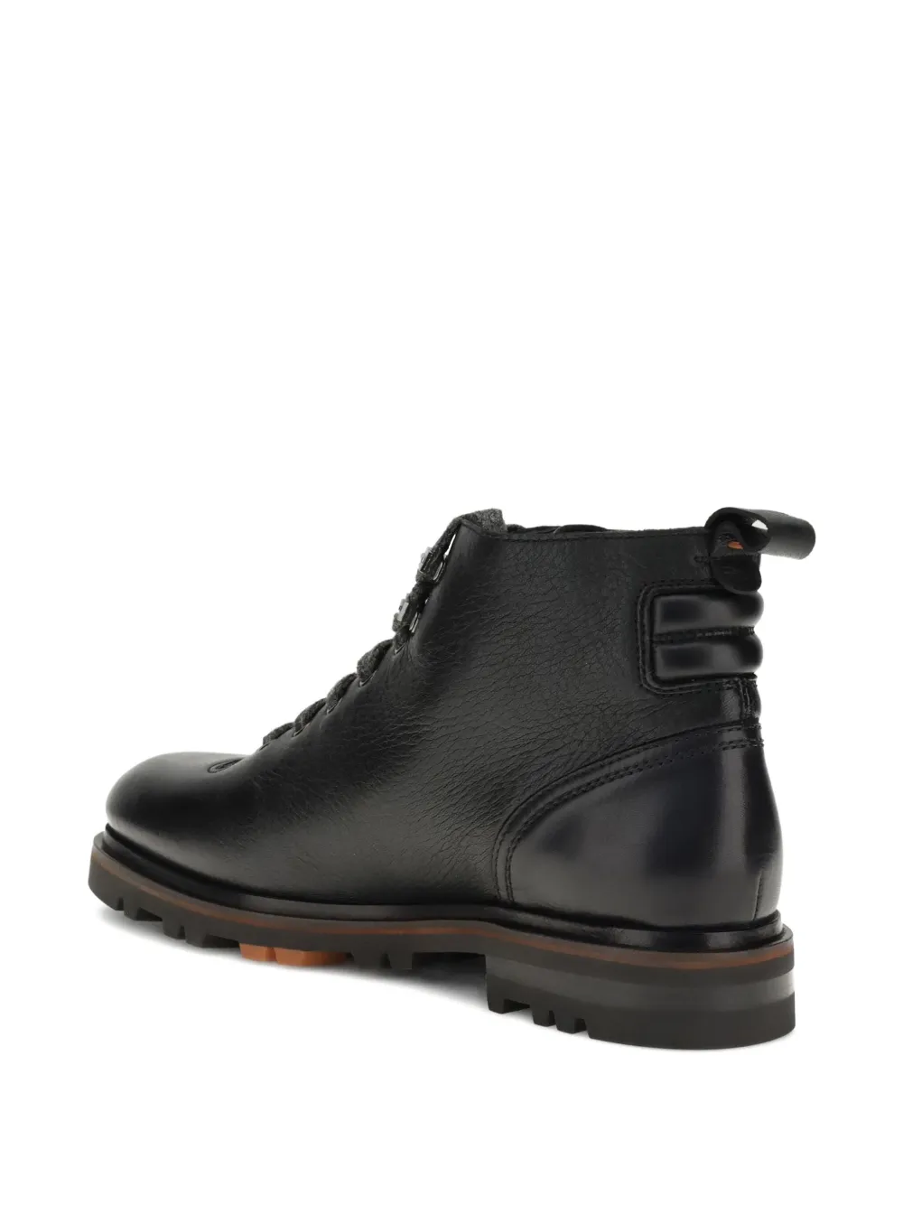 Santoni Lace-up Lugged-sole Boots In Black