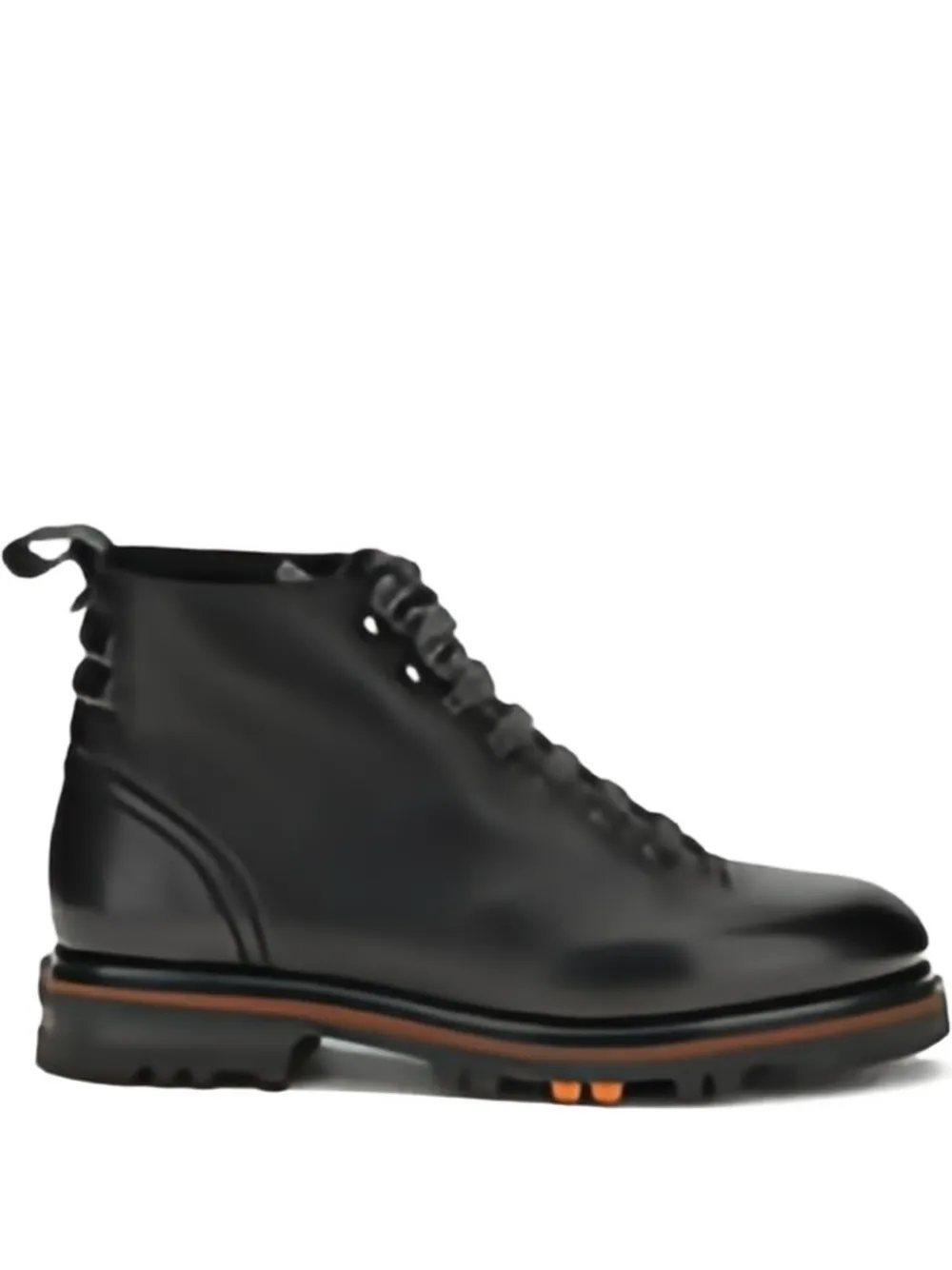 Santoni Lace-up Lugged-sole Boots In Black