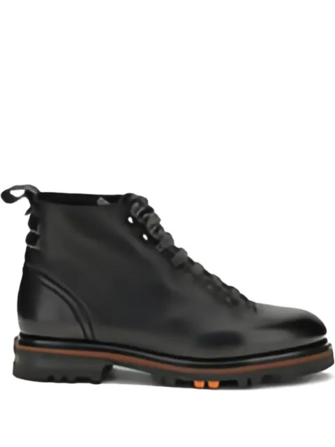 Santoni lace-up lugged-sole boots