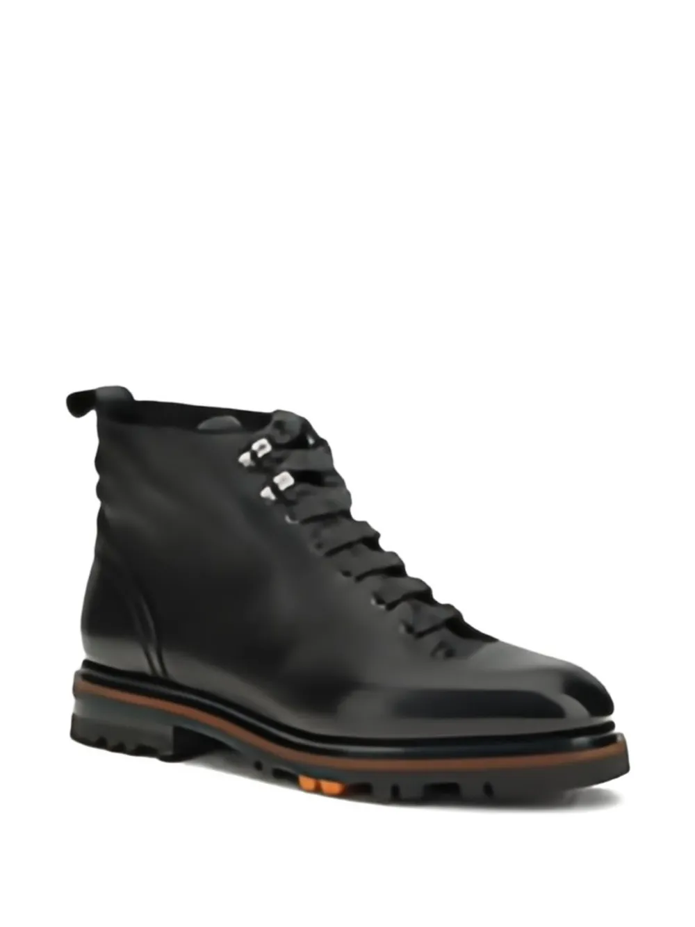 Santoni Lace-up Lugged-sole Boots In Black