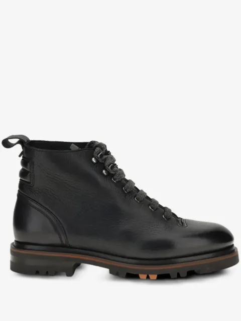 Santoni lace-up lugged-sole boots