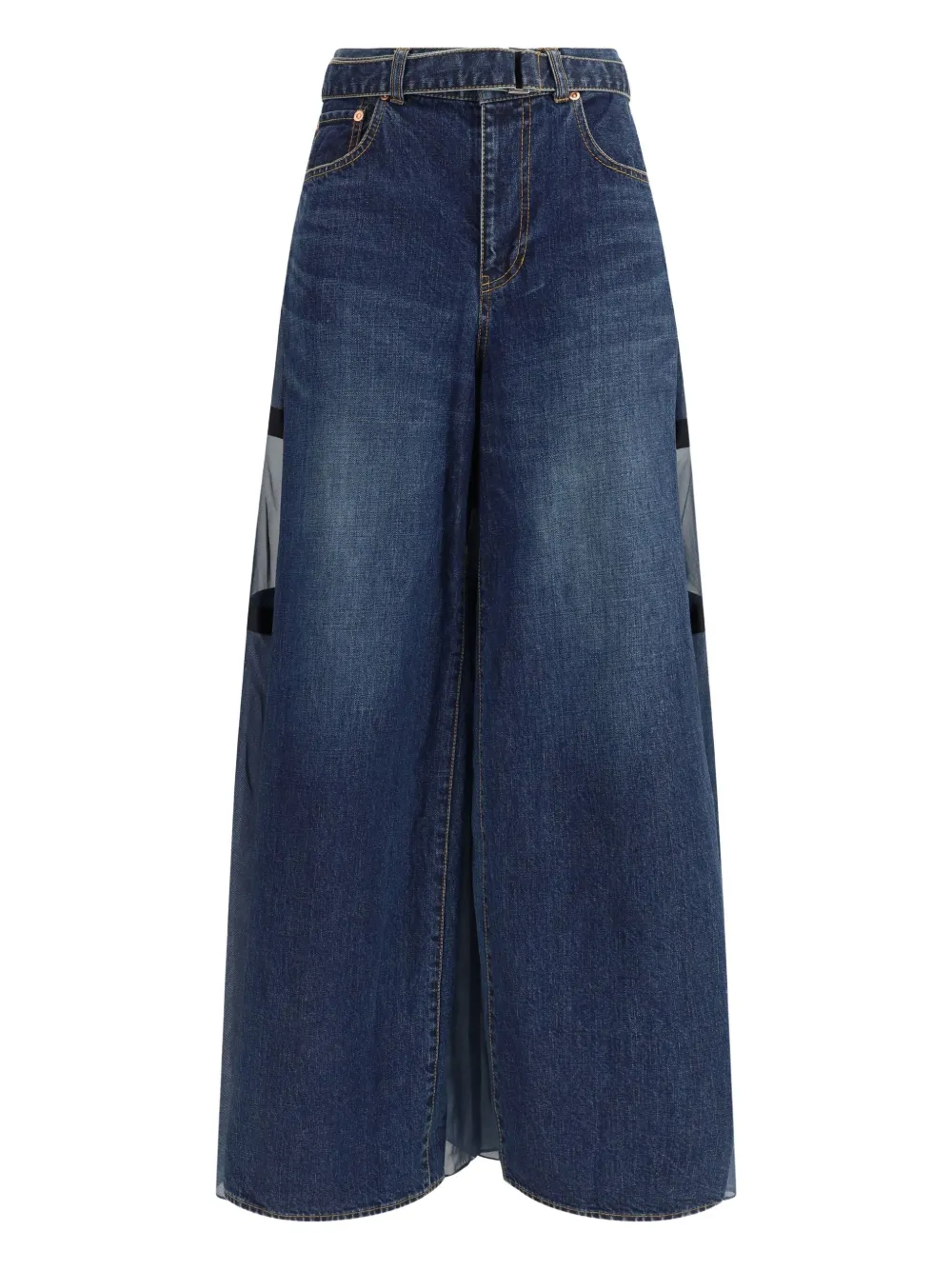 Sacai Denim Pants With Liner Back In Blue