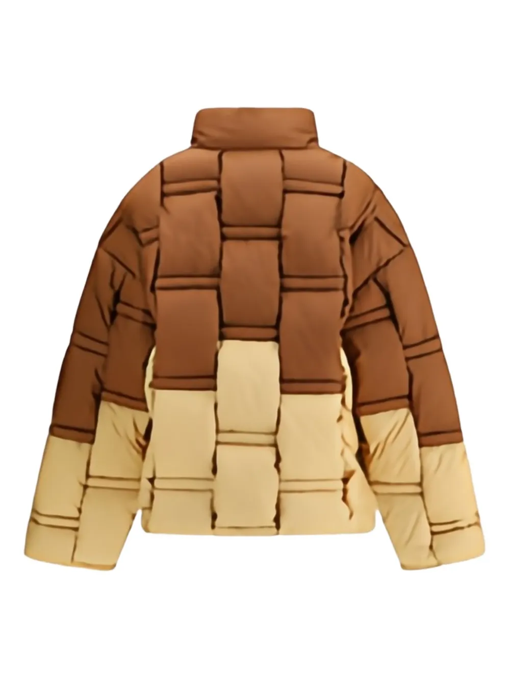 Raxxy Zip-up Bicolor Down Jacket In Brown