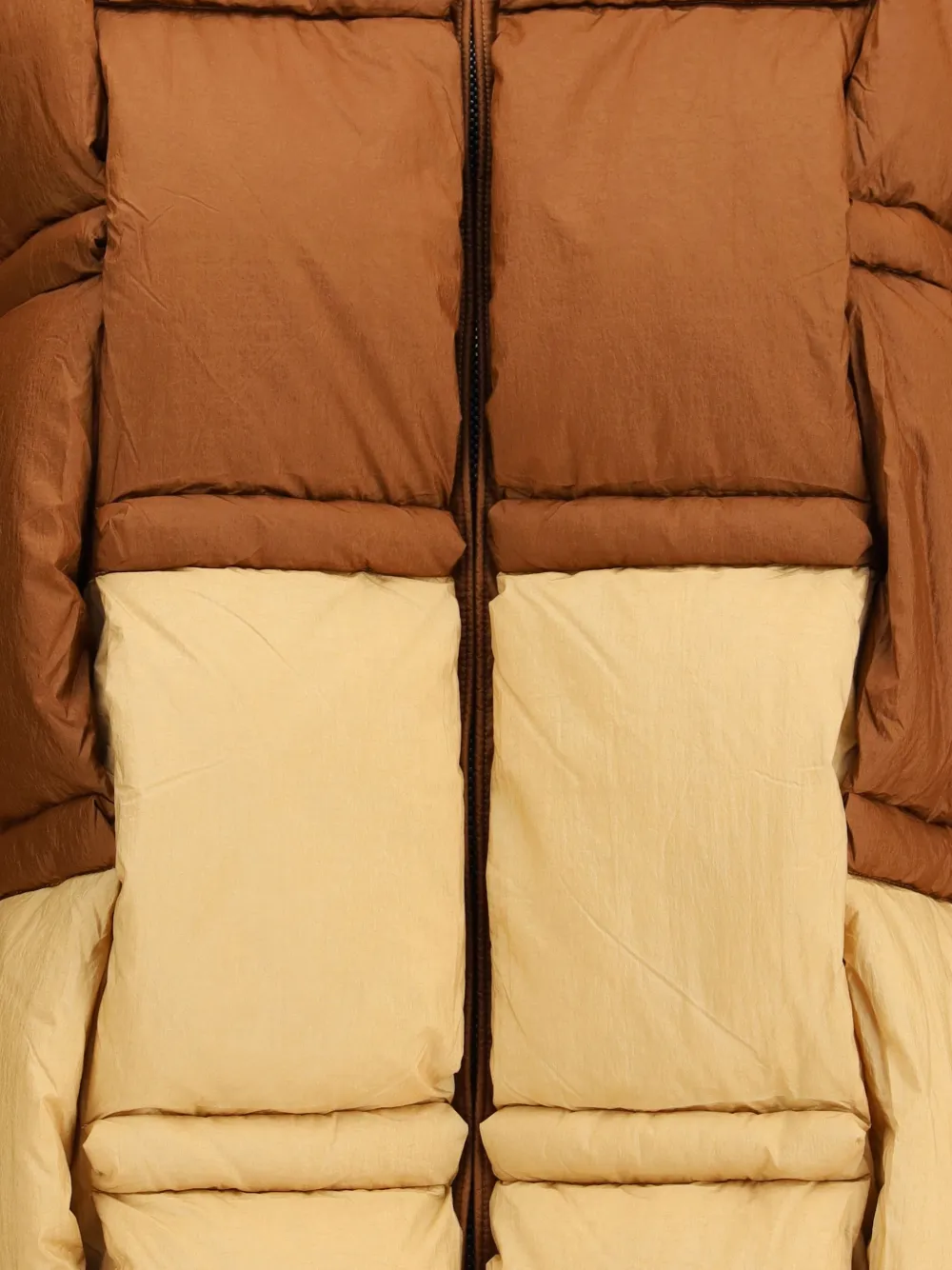 Raxxy Zip-up Bicolor Down Jacket In Brown