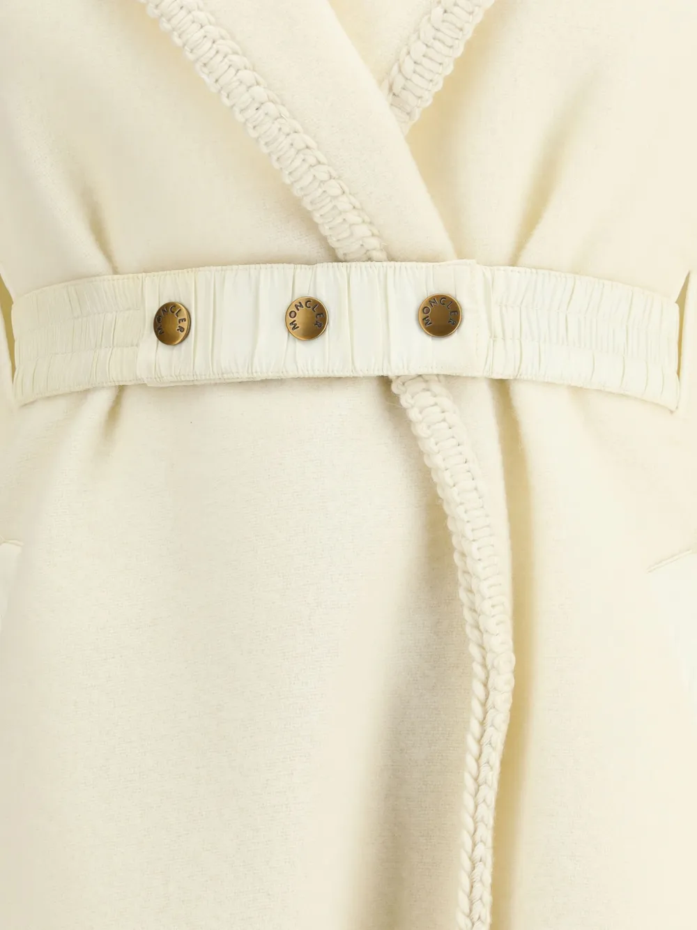 Moncler Belted Fringed Virgin Wool Cape In Neutral