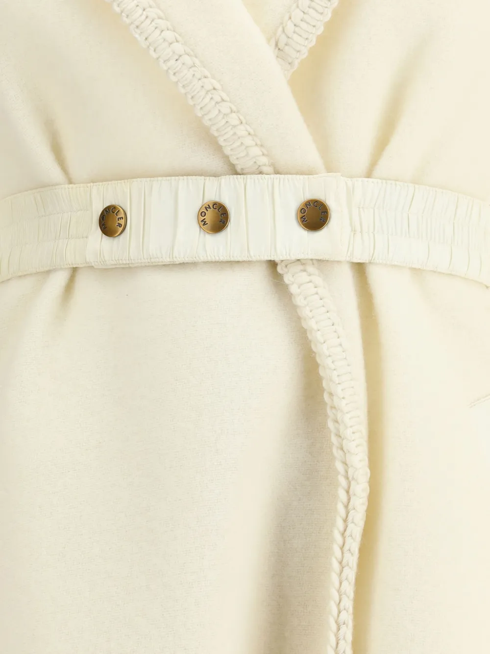 Moncler Belted Fringed Virgin Wool Cape In Neutral