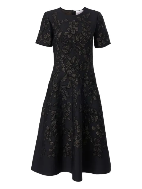 Carolina Herrera leaf jacquard midi dress