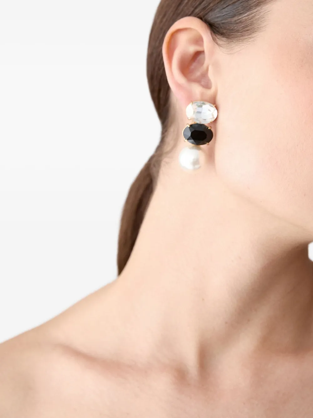 Carolina Herrera Oorbellen met kristal en parel - Goud