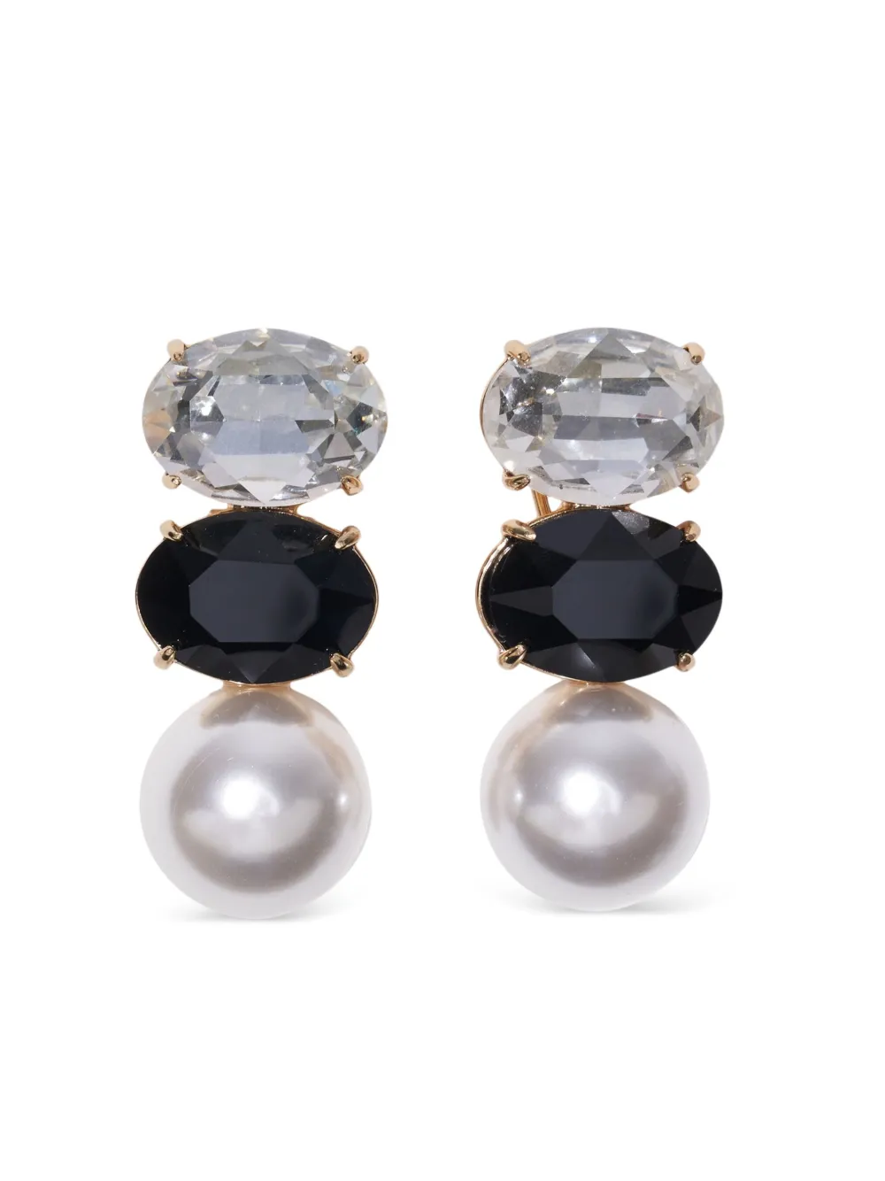 Carolina Herrera Crystal Pearl Earrings In Brown