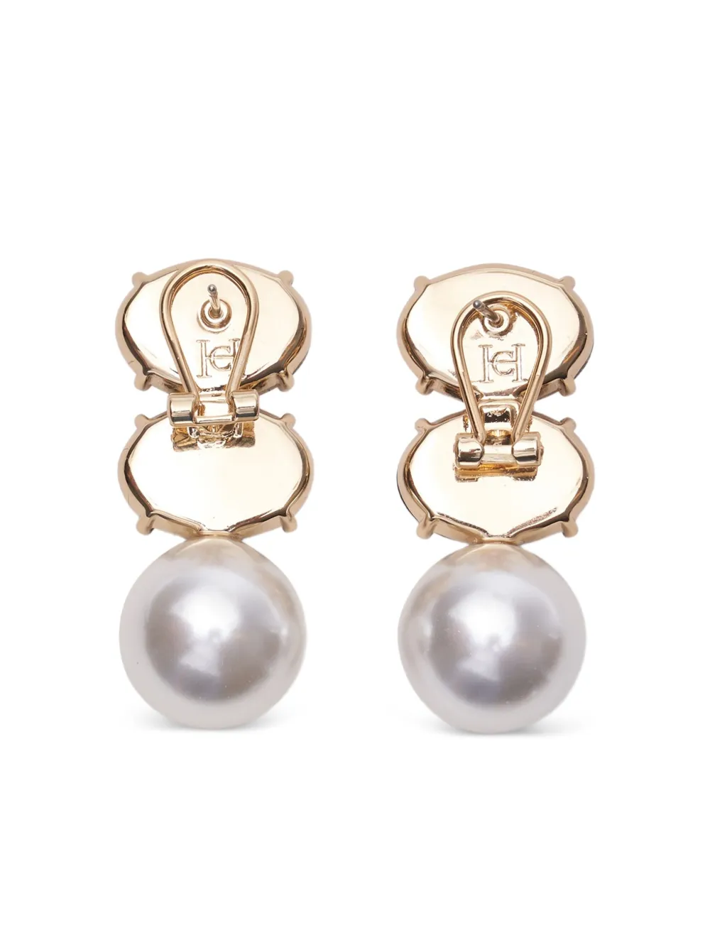 Carolina Herrera Crystal Pearl Earrings In Brown