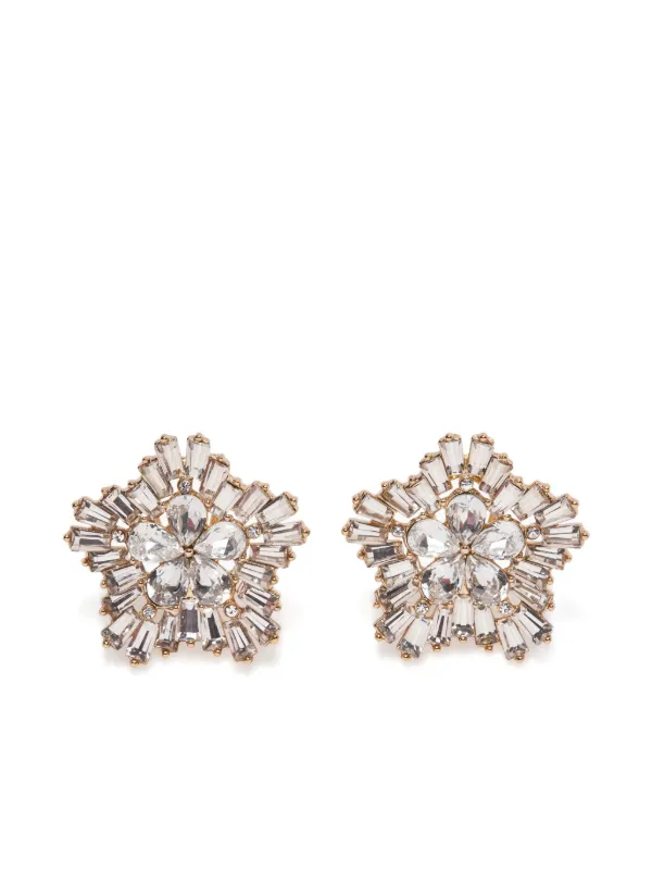 Carolina Herrera Crystal Snowflake Earrings in Gold