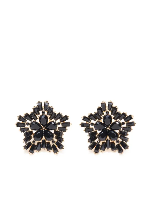 Carolina Herrera Crystal Snowflake Earrings in Black