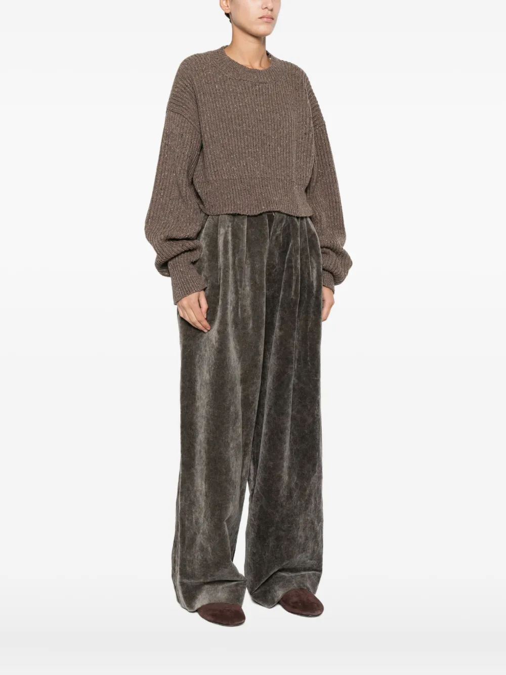 Uma Wang Ribbed-knit Sweater In Brown