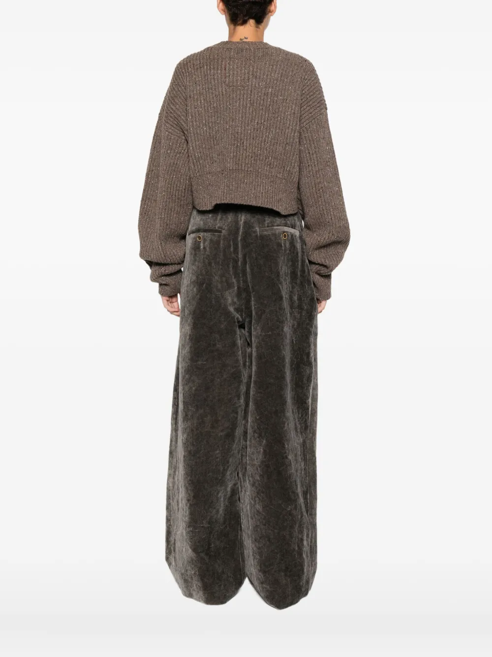 Uma Wang Ribbed-knit Sweater In Brown