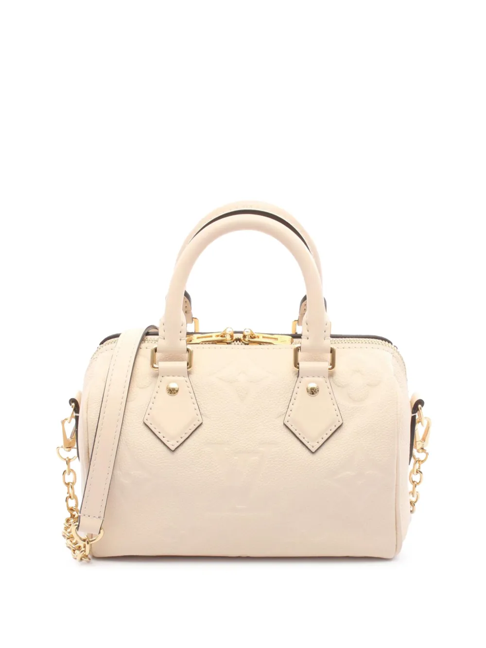 Pre-owned Louis Vuitton 2021-2025 Monogram Empreinte Speedy Bandouliere 20 Satchel In White
