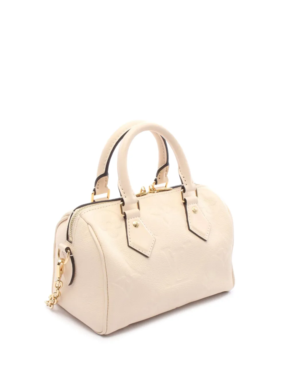 Pre-owned Louis Vuitton 2021-2025 Monogram Empreinte Speedy Bandouliere 20 Satchel In White